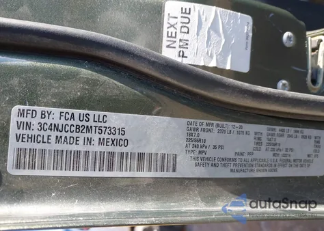 2021 Jeep Compass Limited Fwd z USA, uszkodzony, nr VIN 3C4NJCCB2MT573315